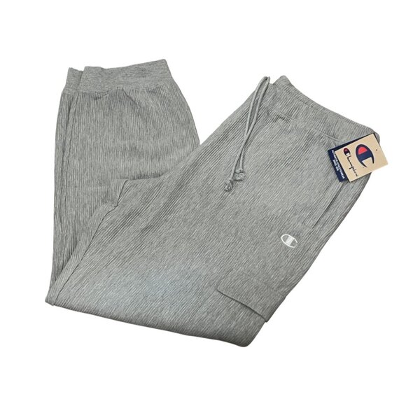 Champion Ribbed Drawstring Casual Cargo Jogger Sweatpants Sz 2XL Grey Mens - Picture 1 of 10